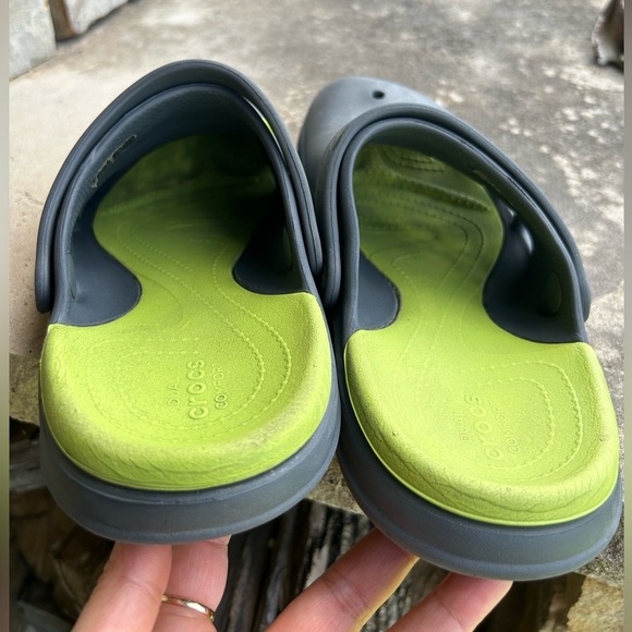 CROCS Modi Sport slip on clogs Gray & Green ventilated comfort shoes Sz-M5 W7. Q - Picture 6 of 10